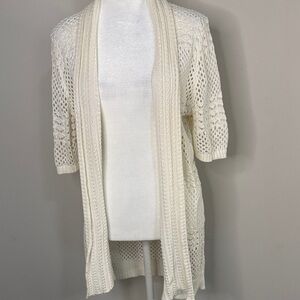 89th & Madison Cream Open-Weave Knit Cardigan